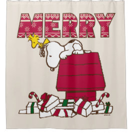Erdnüsse | Snoopy & Woodstock Merry Ugly Sweater Duschvorhang