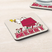 Erdnüsse | Snoopy & Woodstock Merry Ugly Sweater Getränkeuntersetzer (Linke Seite)