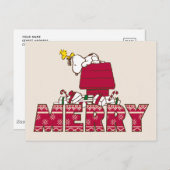 Erdnüsse | Snoopy & Woodstock Merry Ugly Sweater Postkarte (Vorne/Hinten)