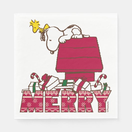 Erdnüsse | Snoopy & Woodstock Merry Ugly Sweater Serviette (Vorderseite)