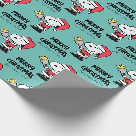 Erdnüsse | Snoopy & Woodstock | Name hinzufügen Geschenkpapier (Ecke)