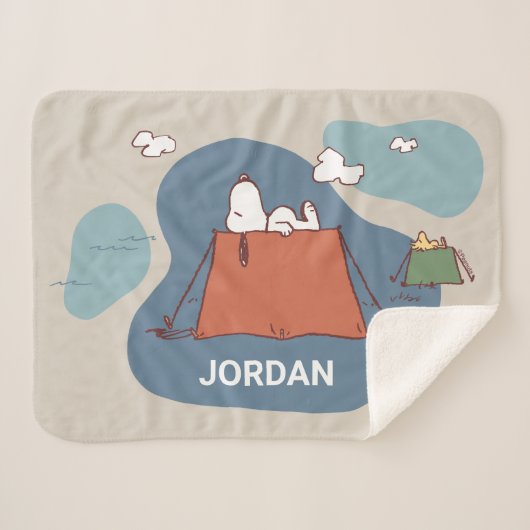 Erdnüsse | Snoopy & Woodstock | Name hinzufügen Sherpadecke (Vorderseite (Horizontal))