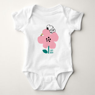 Erdnüsse Snoopy & Woodstock Nickerchen auf rosa Baby Strampler
