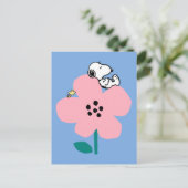 Erdnüsse | Snoopy & Woodstock Nickerchen auf rosa Postkarte (Stehend Vorderseite)