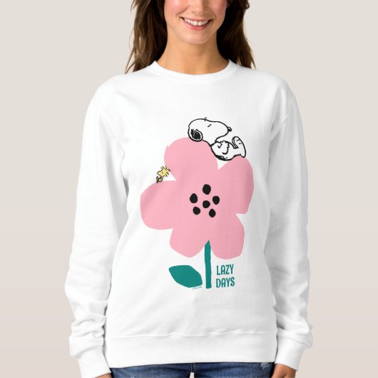 Erdnüsse | Snoopy & Woodstock Nickerchen auf rosa Sweatshirt (Vorderseite)