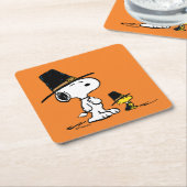 Erdnüsse | Snoopy & Woodstock Pilgrim Rechteckiger Pappuntersetzer (angewinkelt)