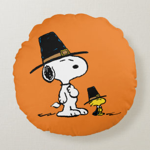 Erdnüsse   Snoopy & Woodstock Pilgrim Rundes Kissen