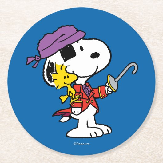 Erdnüsse | Snoopy & Woodstock Pirates Runder Pappuntersetzer (Vorderseite)
