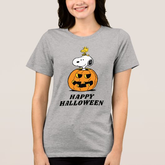 Erdnüsse | Snoopy & Woodstock Pop-up Pumpkin Tri-Blend Shirt (Vorderseite)