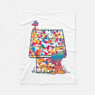 Erdnüsse   Snoopy & Woodstock Rainbow Paint Fleecedecke