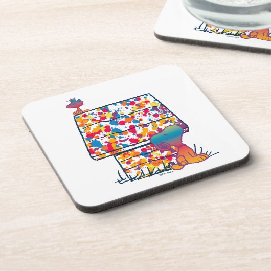 Erdnüsse | Snoopy & Woodstock Rainbow Paint Getränkeuntersetzer (Linke Seite)