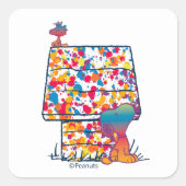 Erdnüsse | Snoopy & Woodstock Rainbow Paint Quadratischer Aufkleber (Vorderseite)