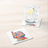 Erdnüsse | Snoopy & Woodstock Rainbow Paint Rechteckiger Pappuntersetzer (Vor Ort)