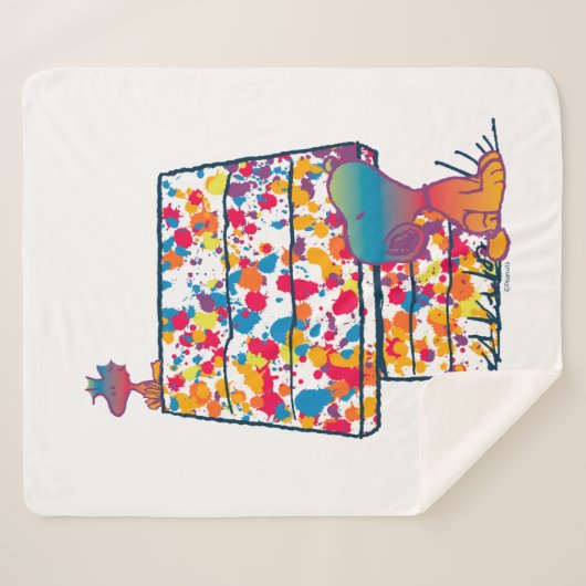 Erdnüsse | Snoopy & Woodstock Rainbow Paint Sherpadecke (Vorderseite (Horizontal))