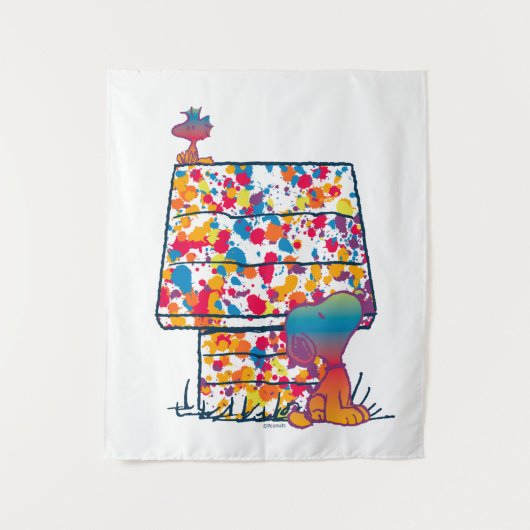 Erdnüsse | Snoopy & Woodstock Rainbow Paint Wandteppich (Vorderseite)