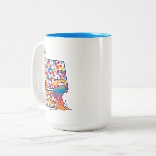 Erdnüsse | Snoopy & Woodstock Rainbow Paint Zweifarbige Tasse (Vorderseite Links)