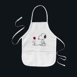 Erdnüsse | Snoopy & Woodstock Red & Black Kinderschürze<br><div class="desc">Dieses niedliche Schwarz-Rot-Erdnüsse-Kunstwerk besticht durch Snoopy und Woodstock.</div>