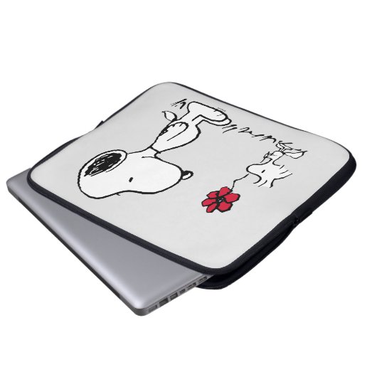 Erdnüsse | Snoopy & Woodstock Red & Black Laptopschutzhülle (Vorne Knopf)