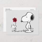 Erdnüsse | Snoopy & Woodstock Red & Black Postkarte (Vorne/Hinten)