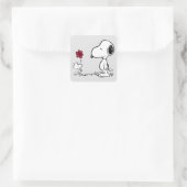 Erdnüsse | Snoopy & Woodstock Red & Black Quadratischer Aufkleber (Tasche)