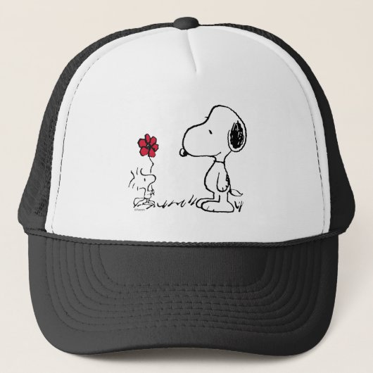 Erdnüsse | Snoopy & Woodstock Red & Black Truckerkappe (Vorderseite)