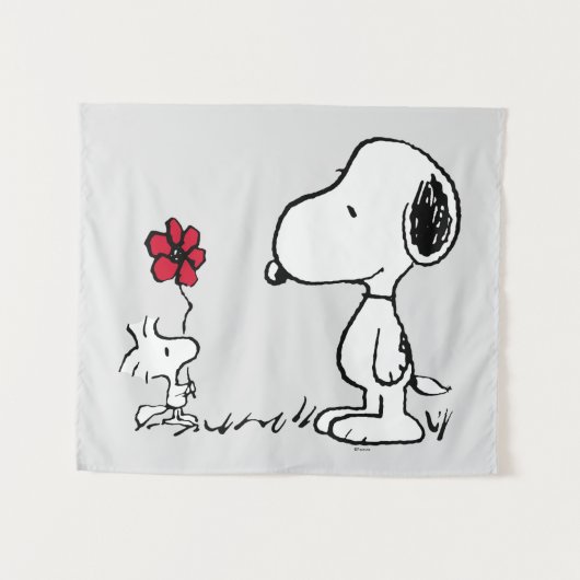 Erdnüsse | Snoopy & Woodstock Red & Black Wandteppich (Vorderseite (Horizontal))