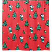 Erdnüsse | Snoopy & Woodstock Red Christmas Patter Duschvorhang (Vorderseite)