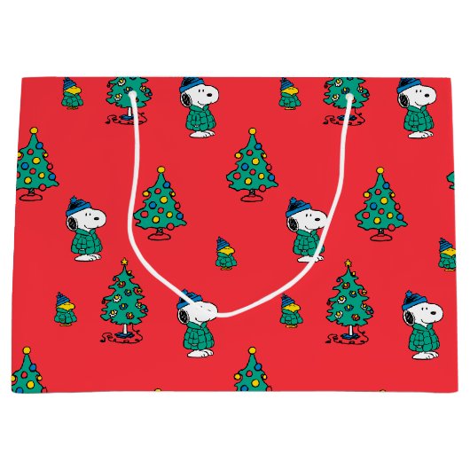 Erdnüsse | Snoopy & Woodstock Red Christmas Patter Große Geschenktüte (Vorderseite)