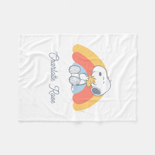 Erdnüsse | Snoopy & Woodstock Regenbogen Baby Fleecedecke (Vorderseite (Horizontal))