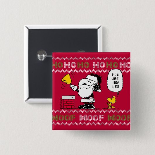 Erdnüsse | Snoopy & Woodstock Santa Bell Ringer Button (Vorne & Hinten)
