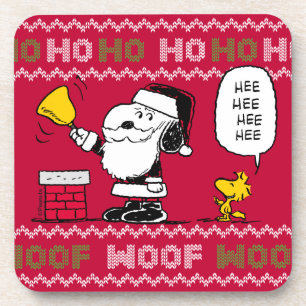 Erdnüsse   Snoopy & Woodstock Santa Bell Ringer Getränkeuntersetzer