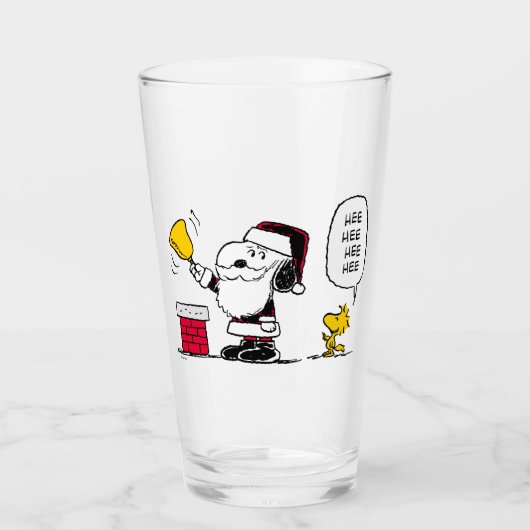 Erdnüsse | Snoopy & Woodstock Santa Bell Ringer Glas (Vorderseite)