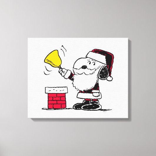 Erdnüsse | Snoopy & Woodstock Santa Bell Ringer Leinwanddruck (Vorderseite)