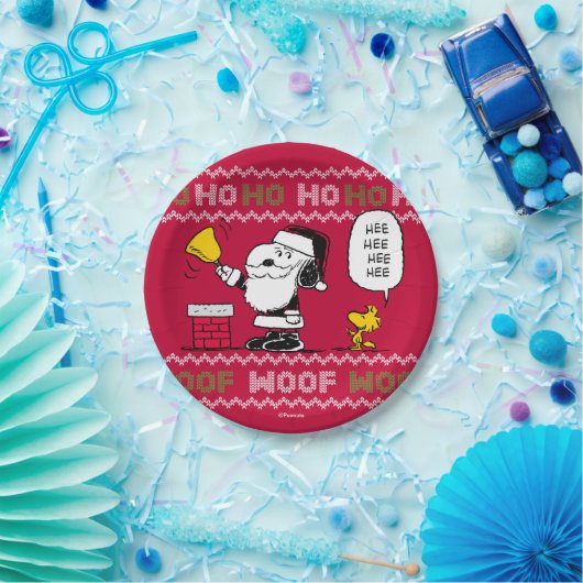 Erdnüsse | Snoopy & Woodstock Santa Bell Ringer Pappteller (Party)
