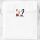 Erdnüsse | Snoopy & Woodstock Santa Bell Ringer Quadratischer Aufkleber (Tasche)