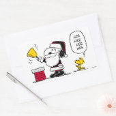 Erdnüsse | Snoopy & Woodstock Santa Bell Ringer Rechteckiger Aufkleber (Umschlag)