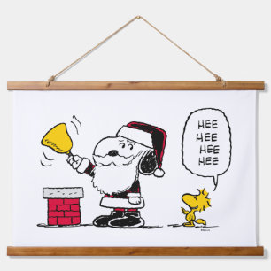 Erdnüsse Snoopy & Woodstock Santa Bell Ringer Wandteppich Mit Holzrahmen