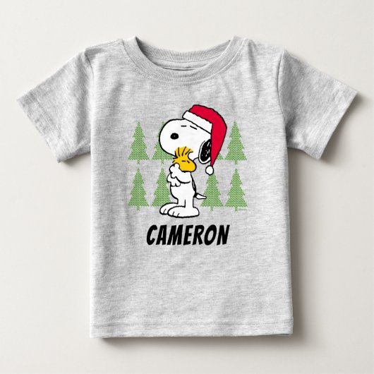 Erdnüsse | Snoopy & Woodstock Santa Claus Hug Baby T-shirt (Vorderseite)
