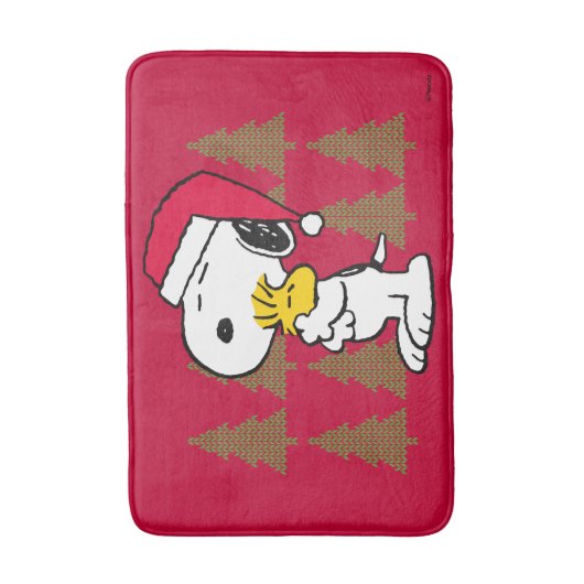 Erdnüsse | Snoopy & Woodstock Santa Claus Hug Badematte (Vorderseite Vertikal)