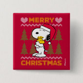 Erdnüsse | Snoopy & Woodstock Santa Claus Hug Button (Vorderseite)