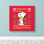 Erdnüsse | Snoopy & Woodstock Santa Claus Hug Leinwanddruck (Insitu (Holzboden))