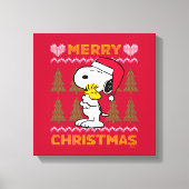 Erdnüsse | Snoopy & Woodstock Santa Claus Hug Leinwanddruck (Vorderseite)