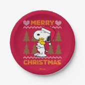 Erdnüsse | Snoopy & Woodstock Santa Claus Hug Pappteller (Vorderseite)