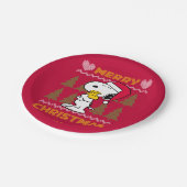 Erdnüsse | Snoopy & Woodstock Santa Claus Hug Pappteller (Schrägansicht)
