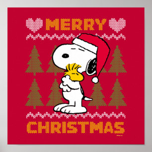Erdnüsse   Snoopy & Woodstock Santa Claus Hug Poster