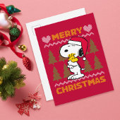 Erdnüsse | Snoopy & Woodstock Santa Claus Hug Postkarte