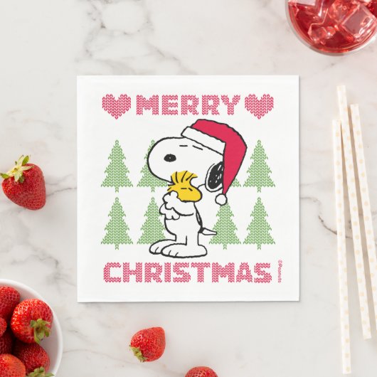 Erdnüsse | Snoopy & Woodstock Santa Claus Hug Serviette (Beispiel)