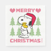 Erdnüsse | Snoopy & Woodstock Santa Claus Hug Serviette (Vorderseite)
