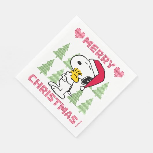 Erdnüsse | Snoopy & Woodstock Santa Claus Hug Serviette (Ecke)