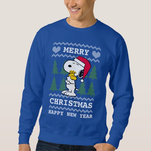 Erdnüsse | Snoopy & Woodstock Santa Claus Hug Sweatshirt (Vorderseite)